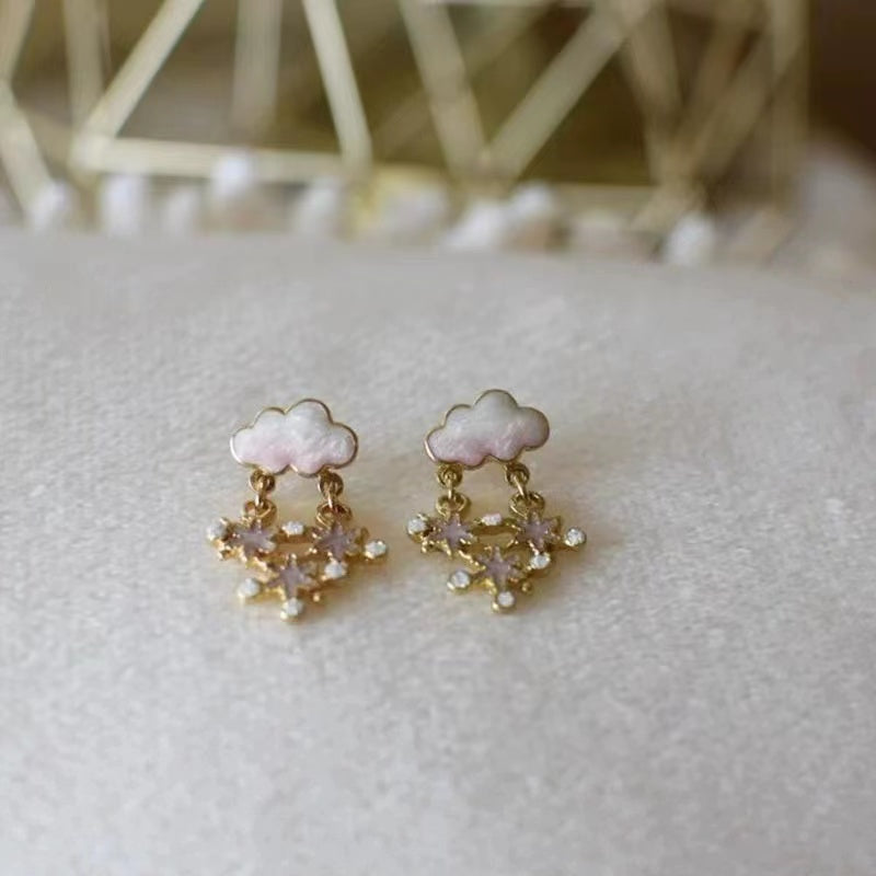 Unique cloud +snow ladies earrings
