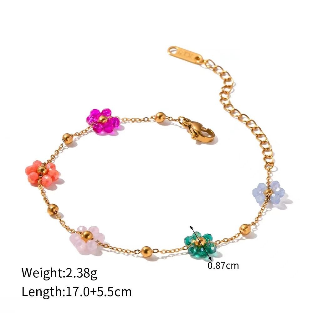 18K Gold plating necklace  and bracelet sets with multi colors of flowers
