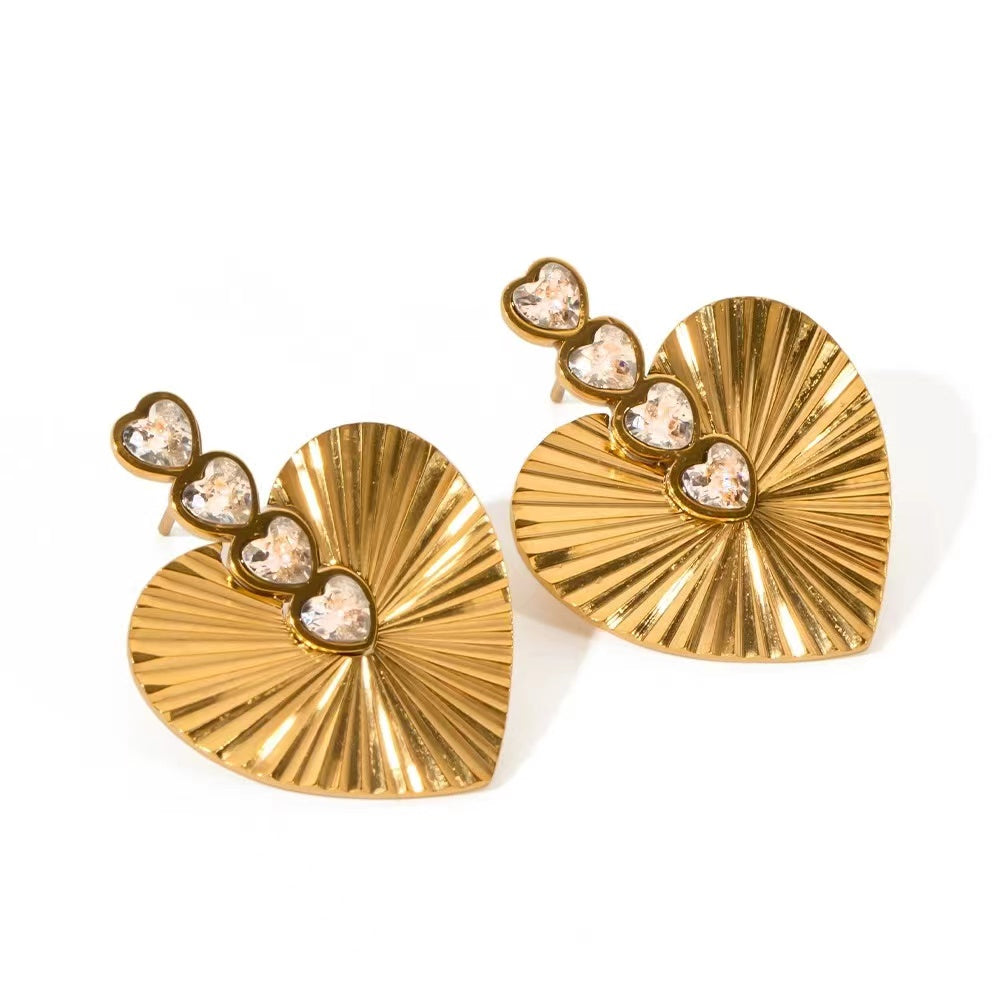 18k gold plating heart shape  ladies earrings