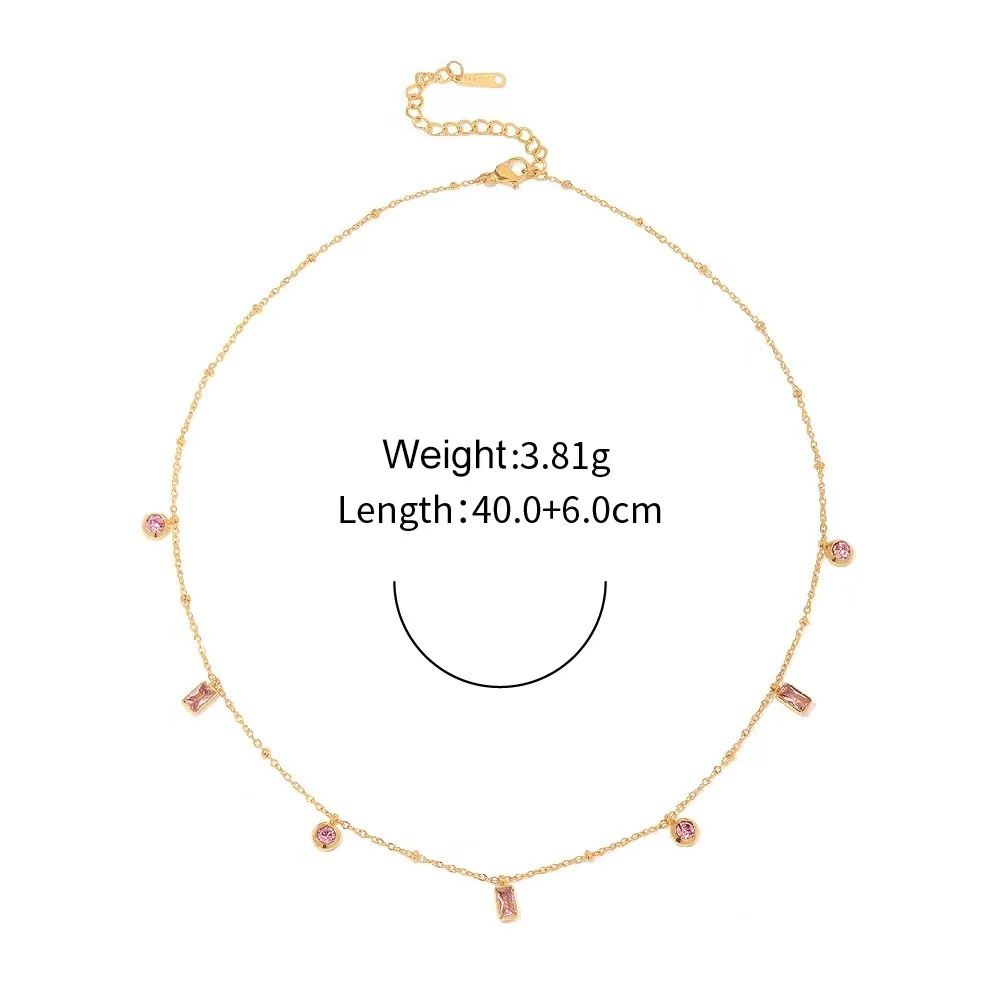 A dazzling pink emerald-cut stone bracelet and necklace sets
