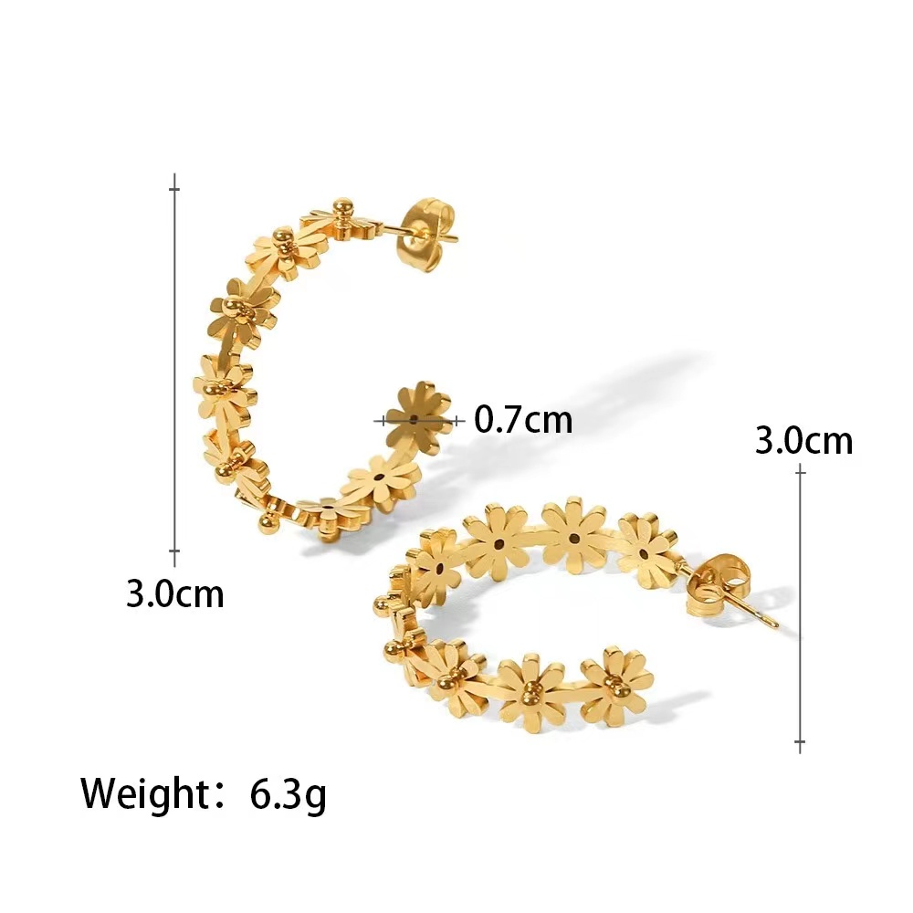 18K Gold or Rhodium plating   classic flower hoop earrings